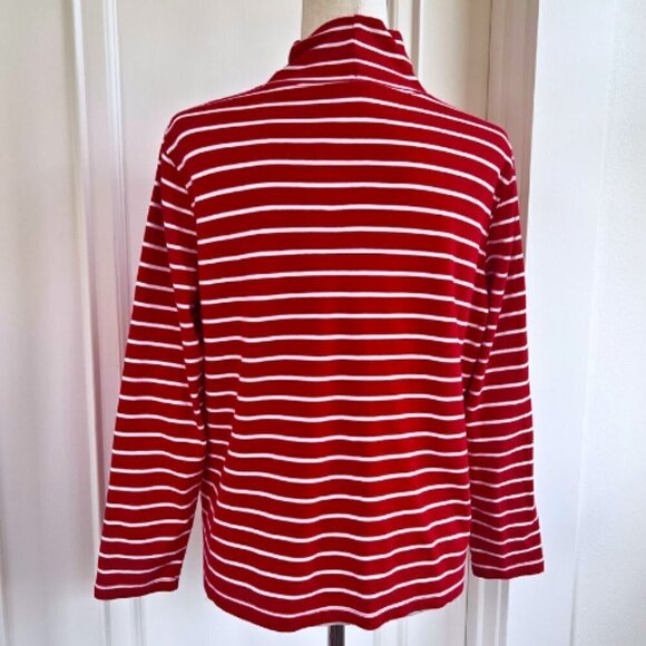 LANDS END Striped Red White Knit Turtleneck Size L - Picture 7 of 15